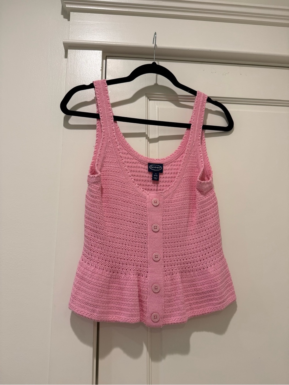 Pacific Sunwear Pink Crochet Button-Front Tank Top